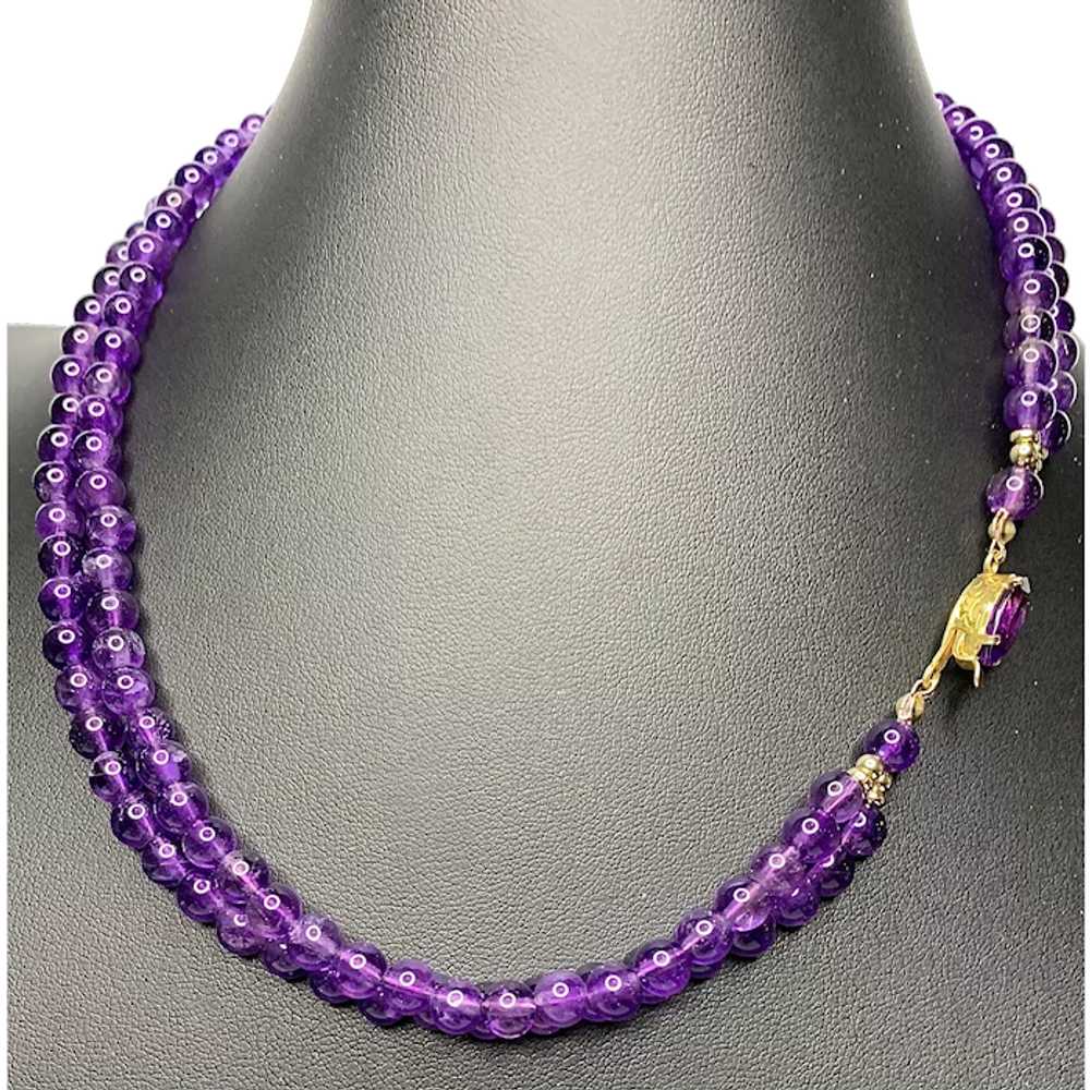 Two Strand Amethyst and 14k Gold Necklace - image 1