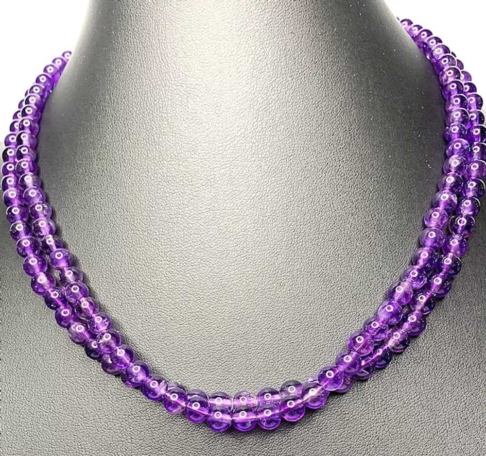Two Strand Amethyst and 14k Gold Necklace - image 2