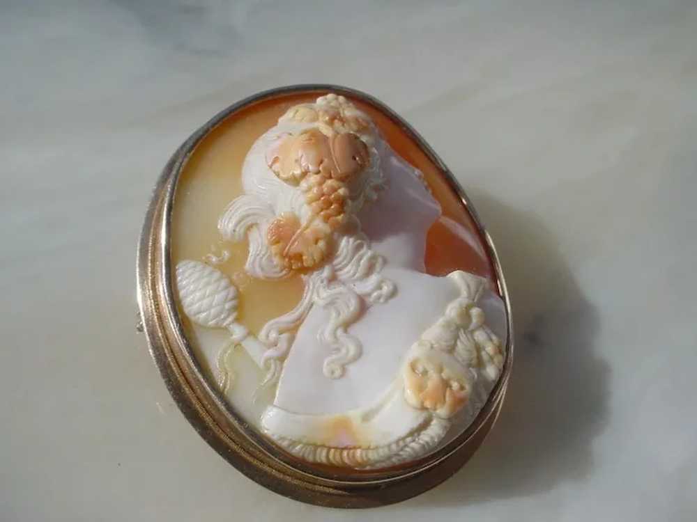 Antique Shell Cameo, Museum Quality, 14K Gold, Ba… - image 3