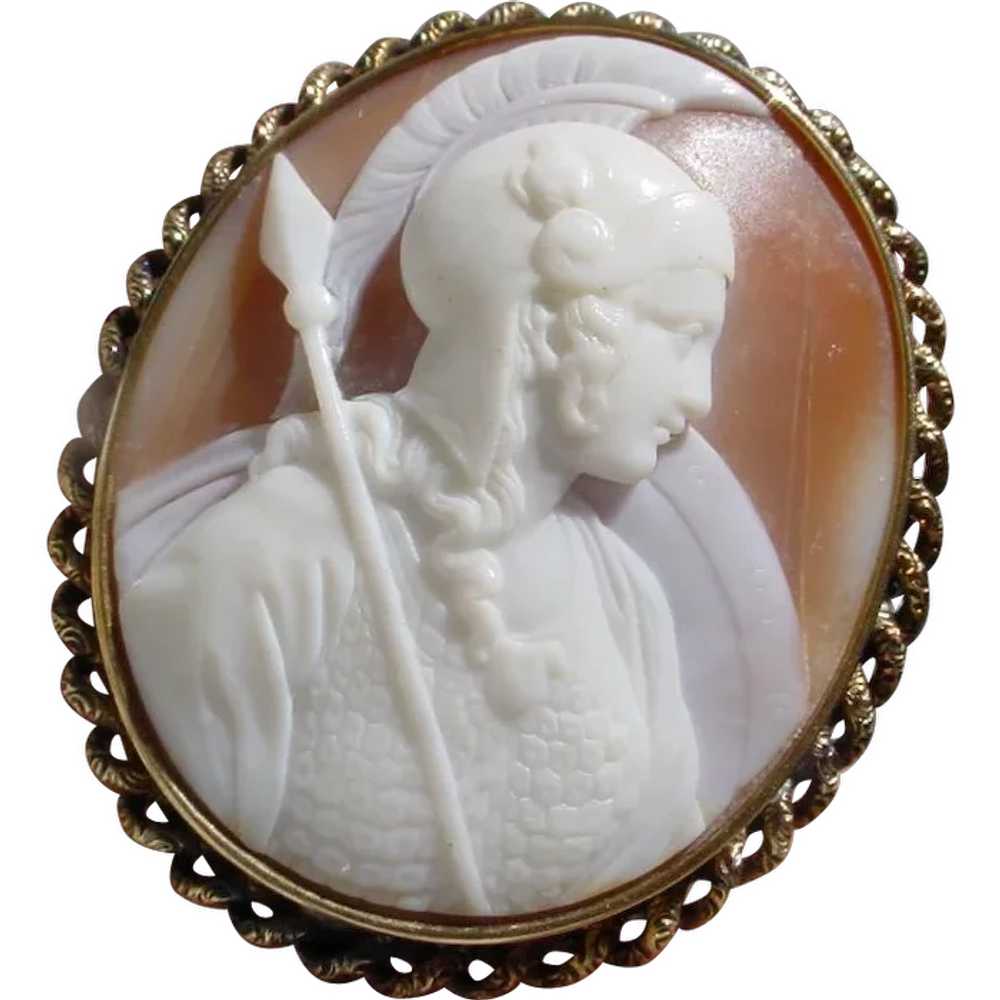 Large Antique 14K Gold Brooch With Shell Cameo. M… - image 1