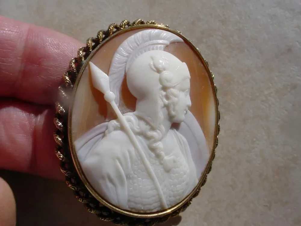 Large Antique 14K Gold Brooch With Shell Cameo. M… - image 3