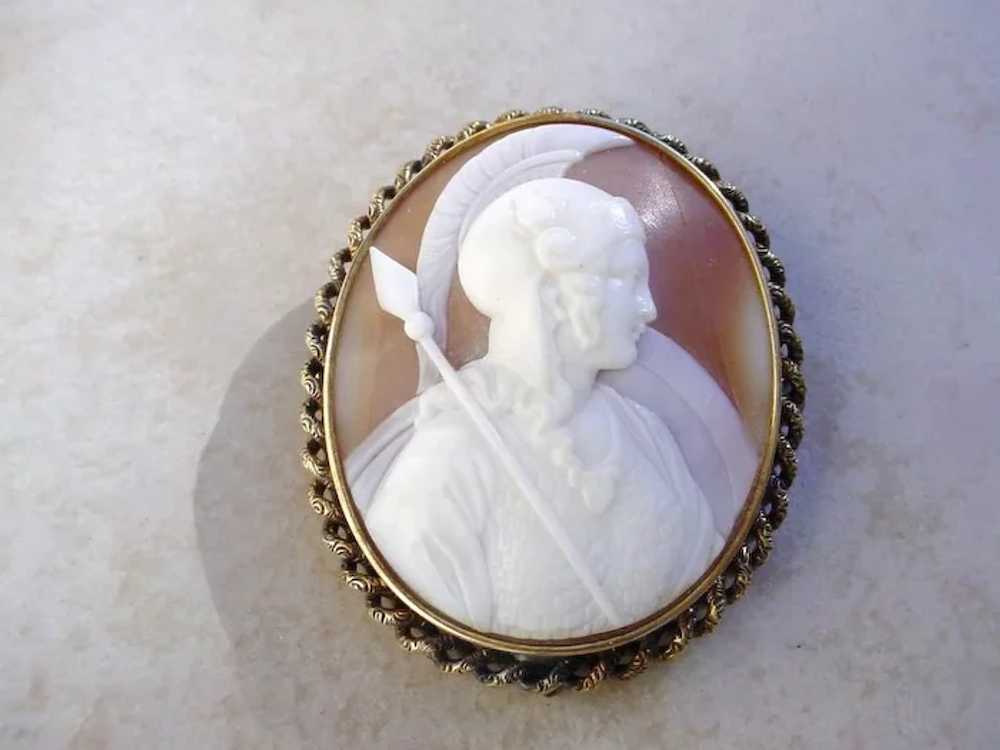Large Antique 14K Gold Brooch With Shell Cameo. M… - image 6