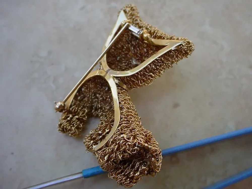 Gorgeous 14K & 18K Gold Wire Woven Brooch, Cat - image 9