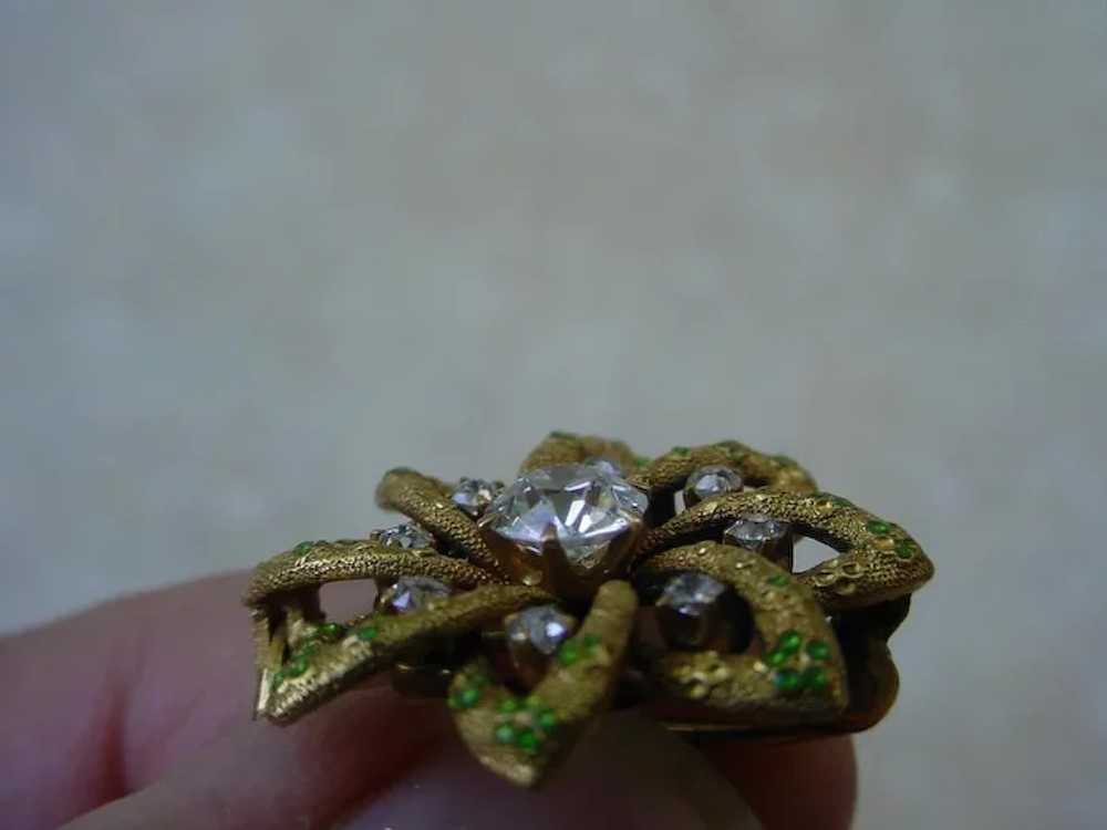 Beautiful 14K Gold Vintage Brooch w/ 9 Diamonds, … - image 4