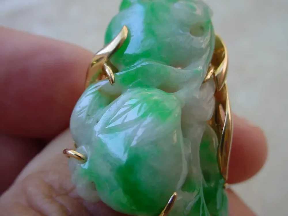 Big Carved Jade Ladies Ring, 14K Gold - image 5