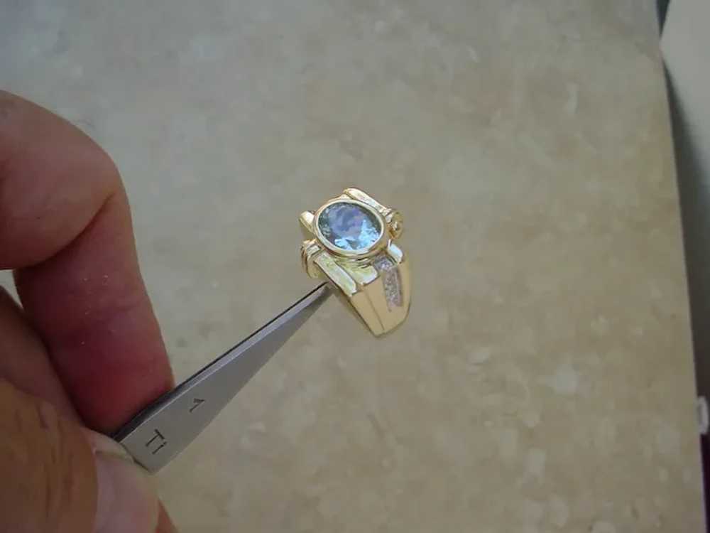 Oval 3.2 Carat Aquamarine Set In Heavy 14K Gold R… - image 4