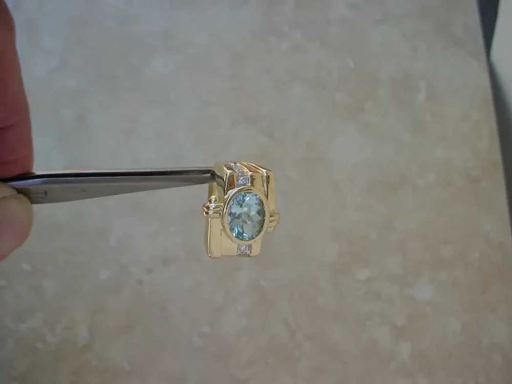 Oval 3.2 Carat Aquamarine Set In Heavy 14K Gold R… - image 9