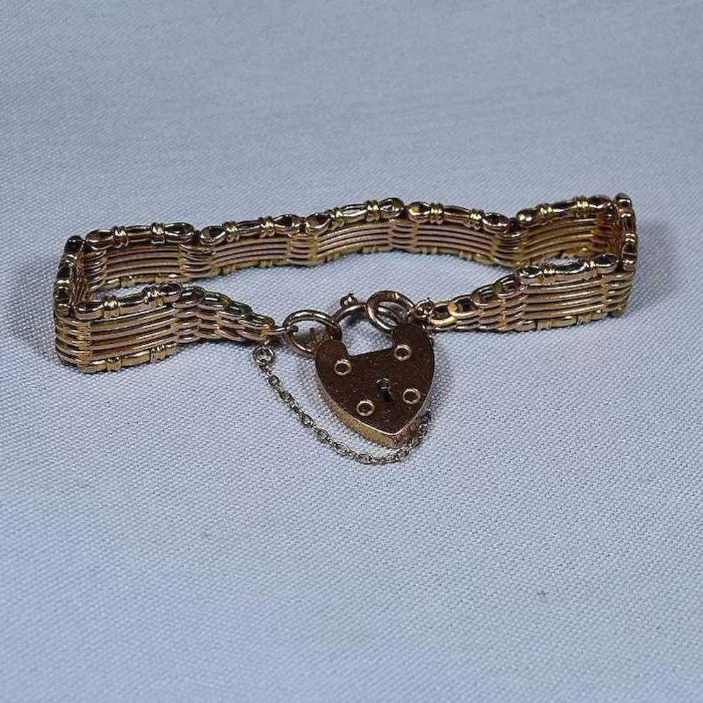 Edwardian 9 Kt Rose Gold English Gate Bracelet Wi… - image 2