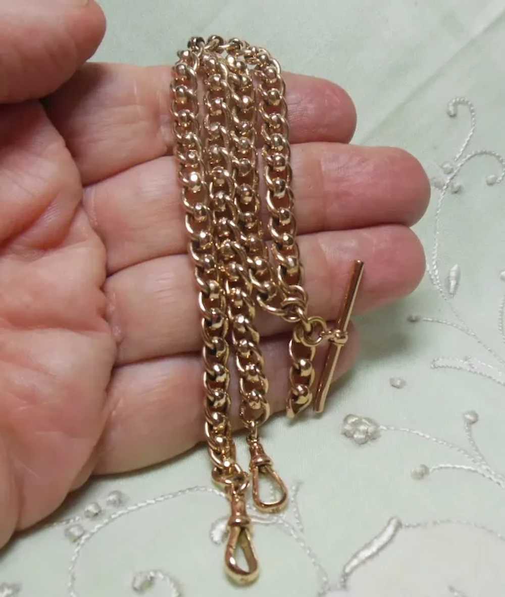 9 Kt Rose Gold Double Albert Watch/Neck Chain-T-b… - image 2