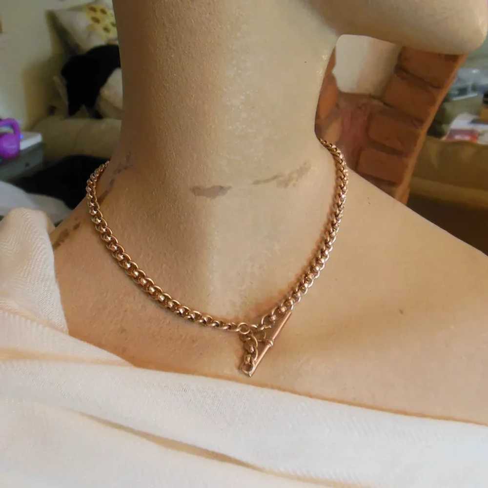 9 Kt Rose Gold Double Albert Watch/Neck Chain-T-b… - image 3