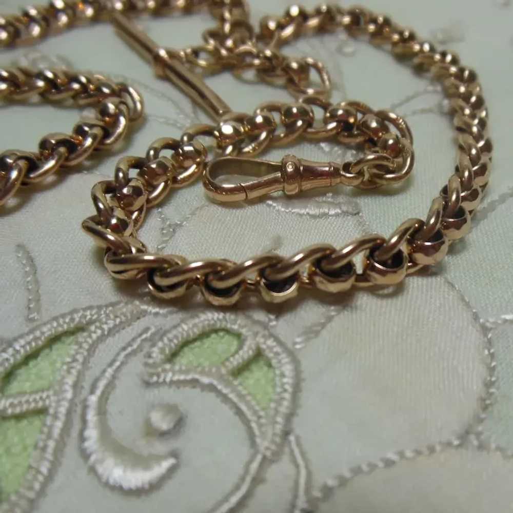 9 Kt Rose Gold Double Albert Watch/Neck Chain-T-b… - image 5