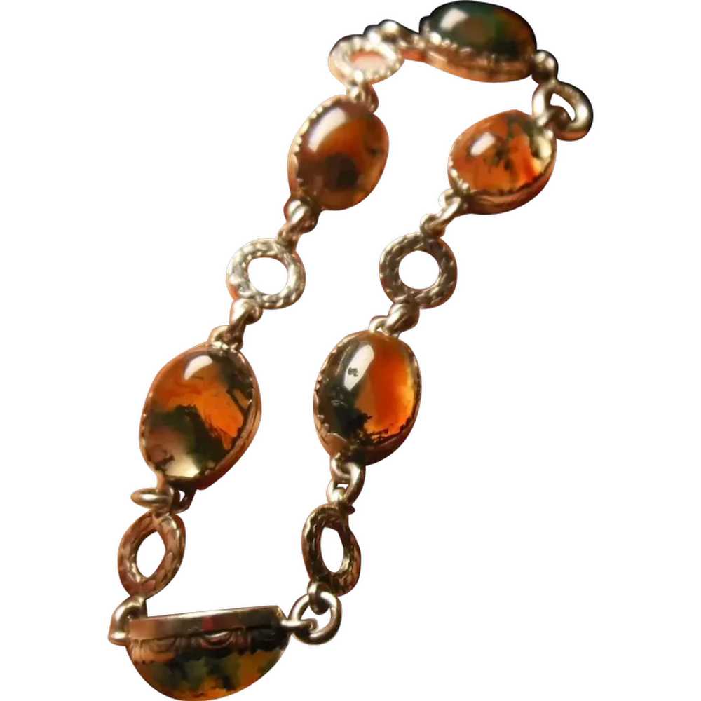 Sterling Silver & Moss Agate Bracelet - image 1