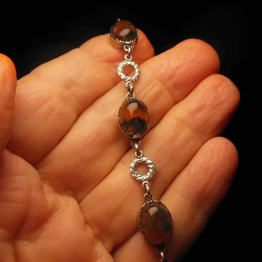 Sterling Silver & Moss Agate Bracelet - image 3