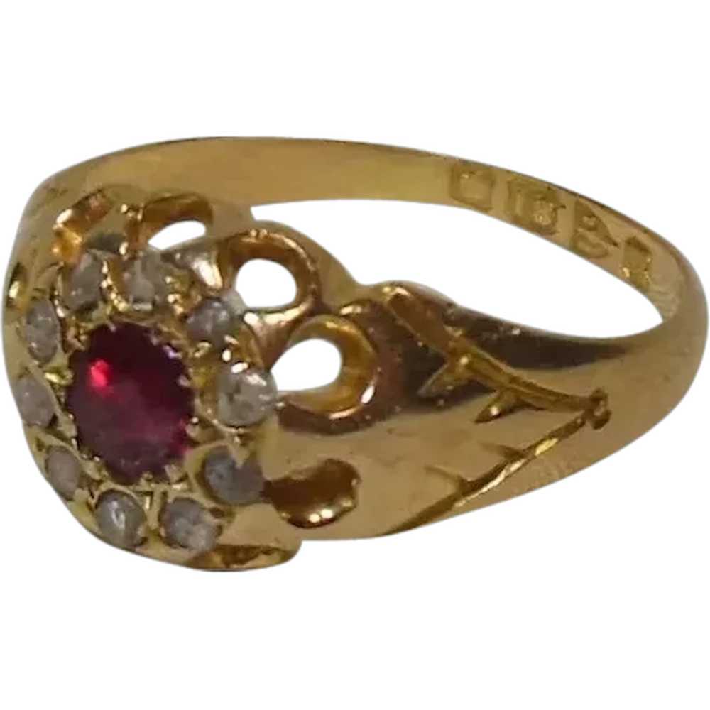 18 Kt Gold Diamond & Ruby Cluster Dome Ring HM 19… - image 10