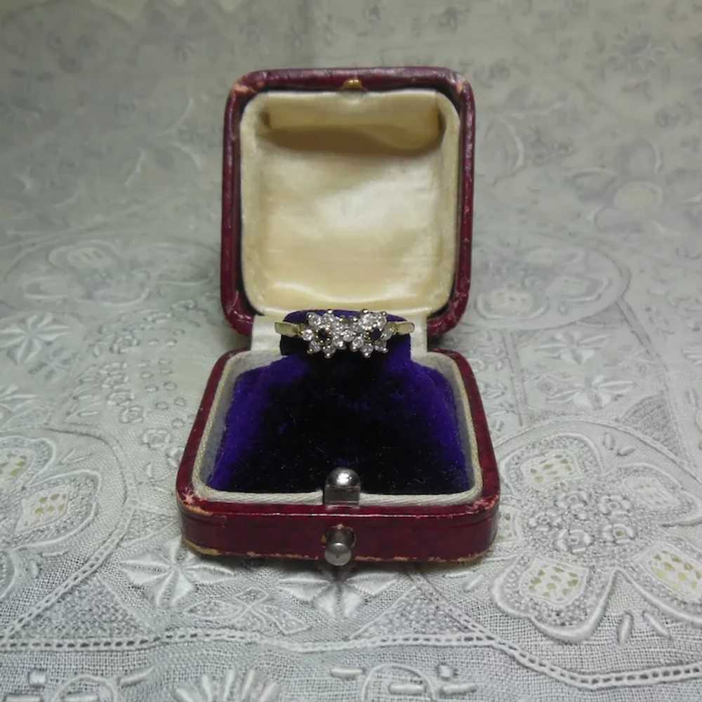 Vintage Double Diamond & Sapphire Flower 9 Kt Gol… - image 4