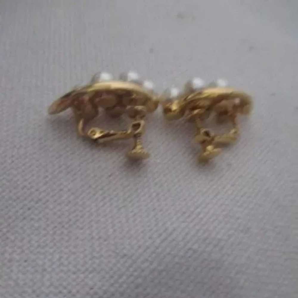 Pair of Faux Pearl and Gold Tone Earrings by Napi… - image 8