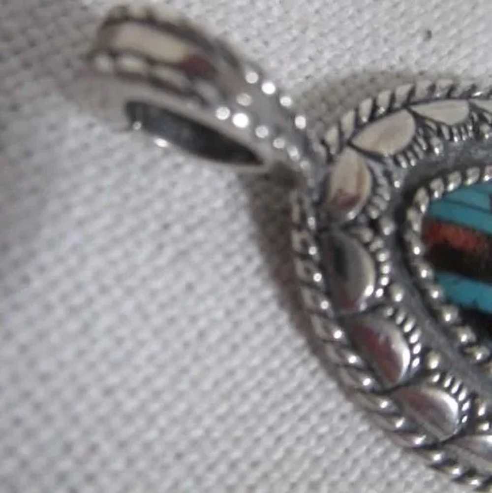 Sterling Silver Pendant with Inlaid Stones - image 7