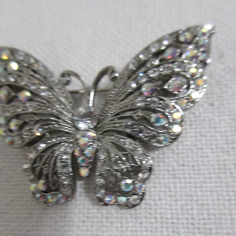 Crystal and Rhinestone Butterfly Brooch - image 3