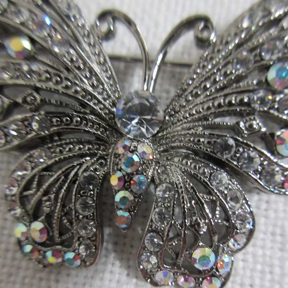 Crystal and Rhinestone Butterfly Brooch - image 4