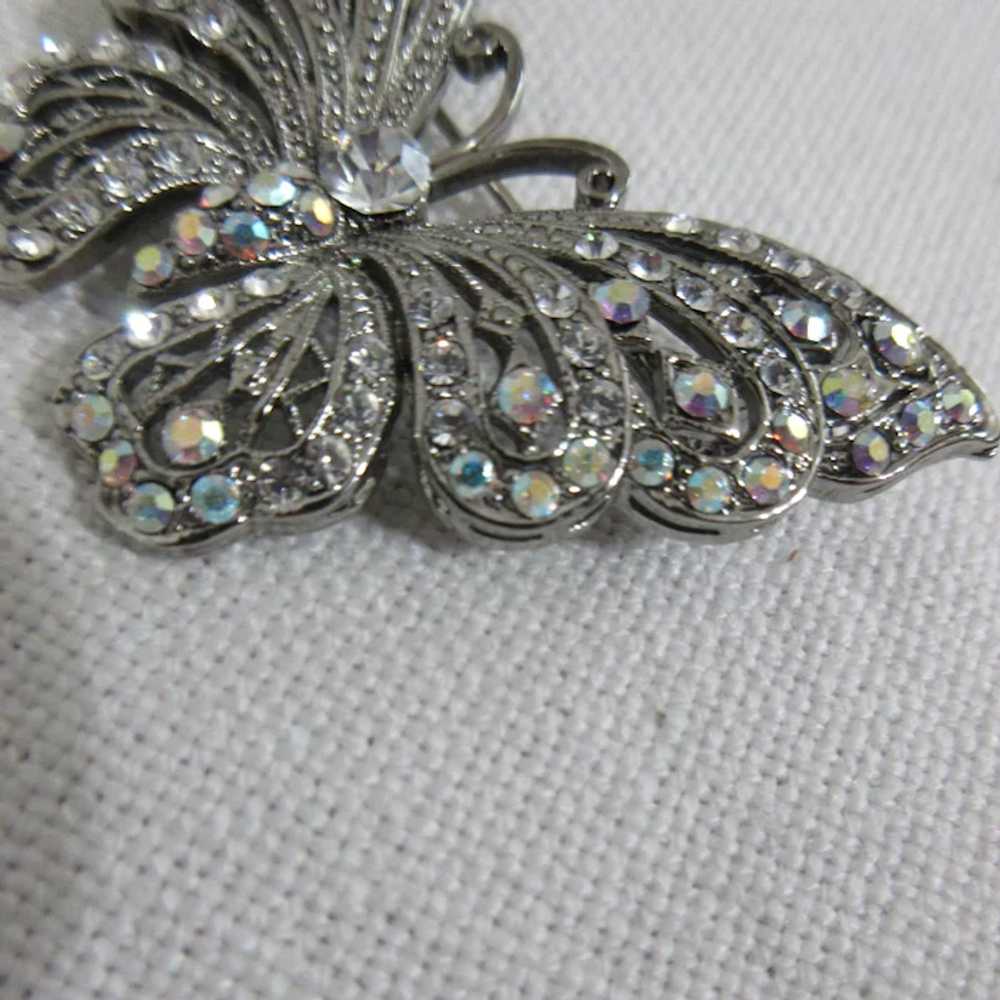 Crystal and Rhinestone Butterfly Brooch - image 6