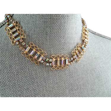 UNIQUE Vintage Necklace,AB Glass Rhinestones and … - image 1
