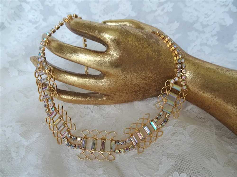 UNIQUE Vintage Necklace,AB Glass Rhinestones and … - image 2