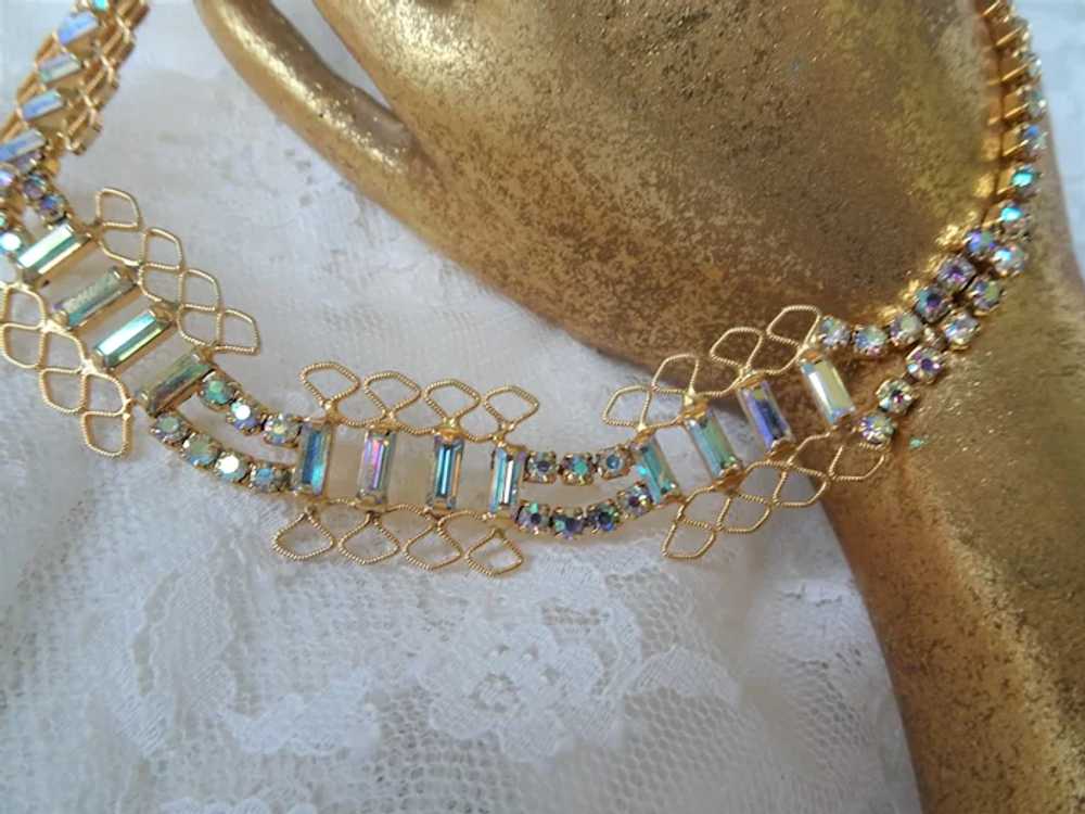 UNIQUE Vintage Necklace,AB Glass Rhinestones and … - image 3