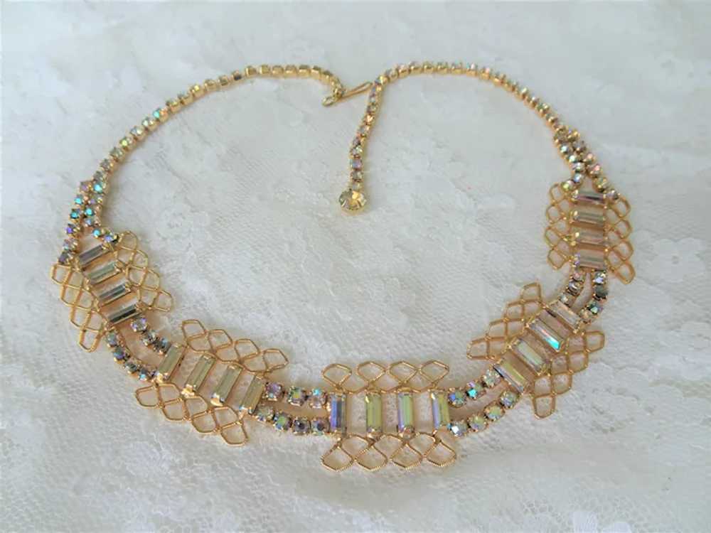 UNIQUE Vintage Necklace,AB Glass Rhinestones and … - image 5