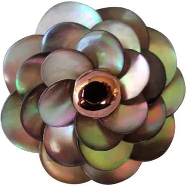 BEAUTIFUL French Lustrous Shell Brooch,Floral 3 D… - image 1