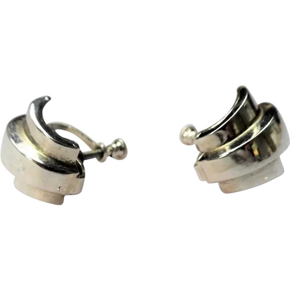 FABULOUS Art Deco Earrings Coro Signed Silver Ton… - image 1