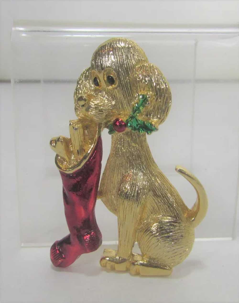 Vintage Gerrys Gold Tone Puppy Holding a Christma… - image 11