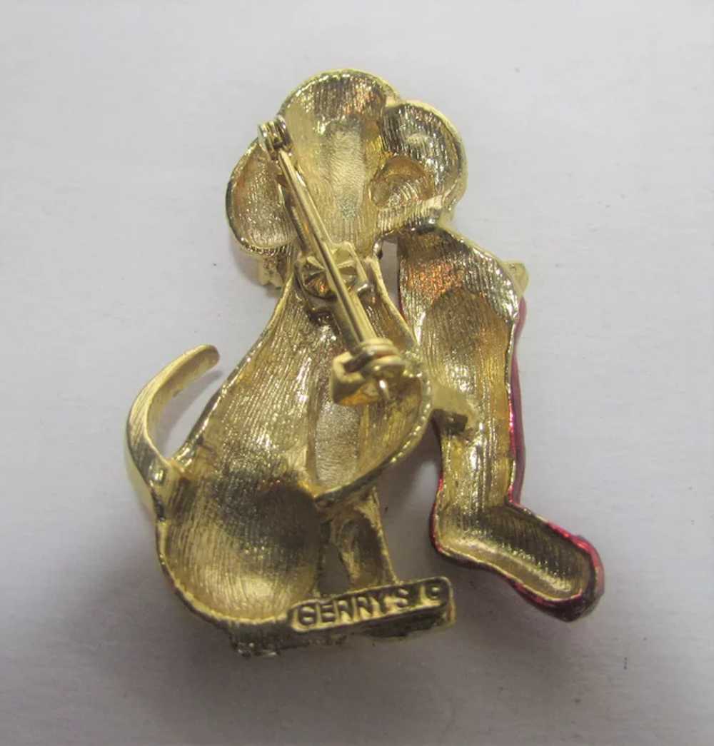 Vintage Gerrys Gold Tone Puppy Holding a Christma… - image 5