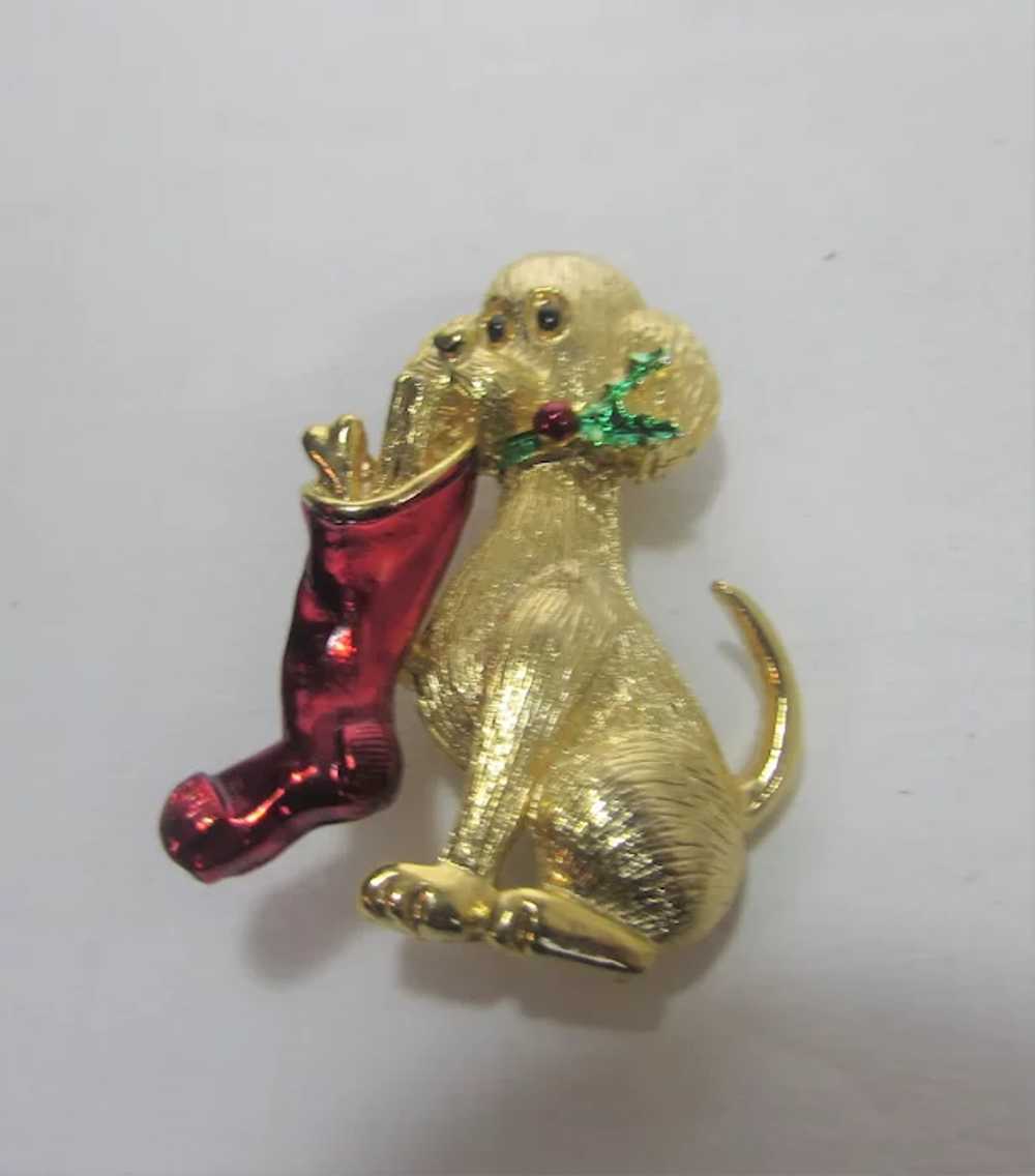 Vintage Gerrys Gold Tone Puppy Holding a Christma… - image 8