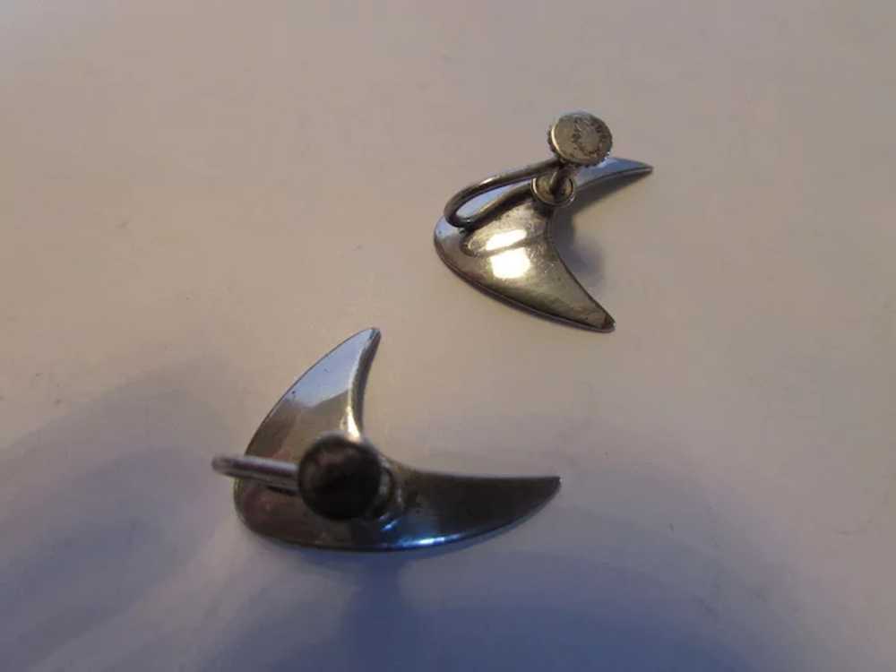 Sterling Silver Modernist Pin and Screw Back Earr… - image 2