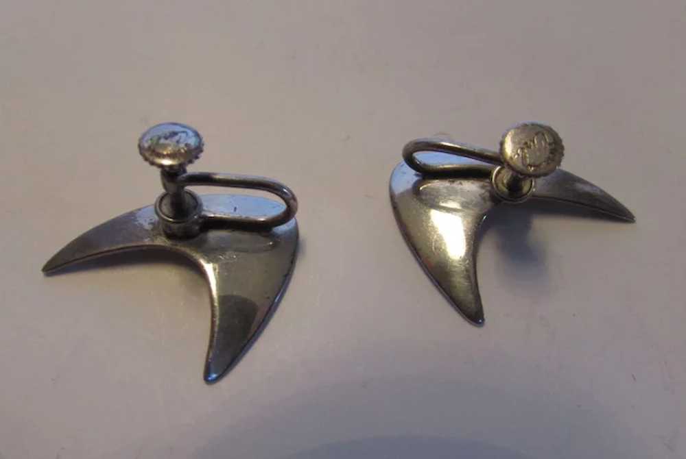 Sterling Silver Modernist Pin and Screw Back Earr… - image 9