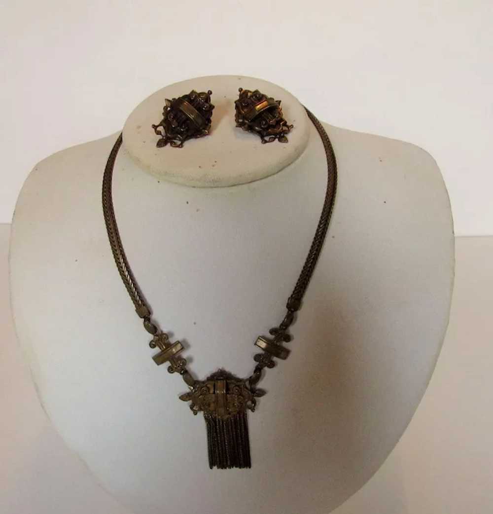 Vintage Victorian Revival Necklace and Matching C… - image 2
