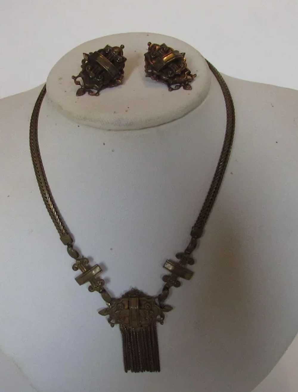 Vintage Victorian Revival Necklace and Matching C… - image 5