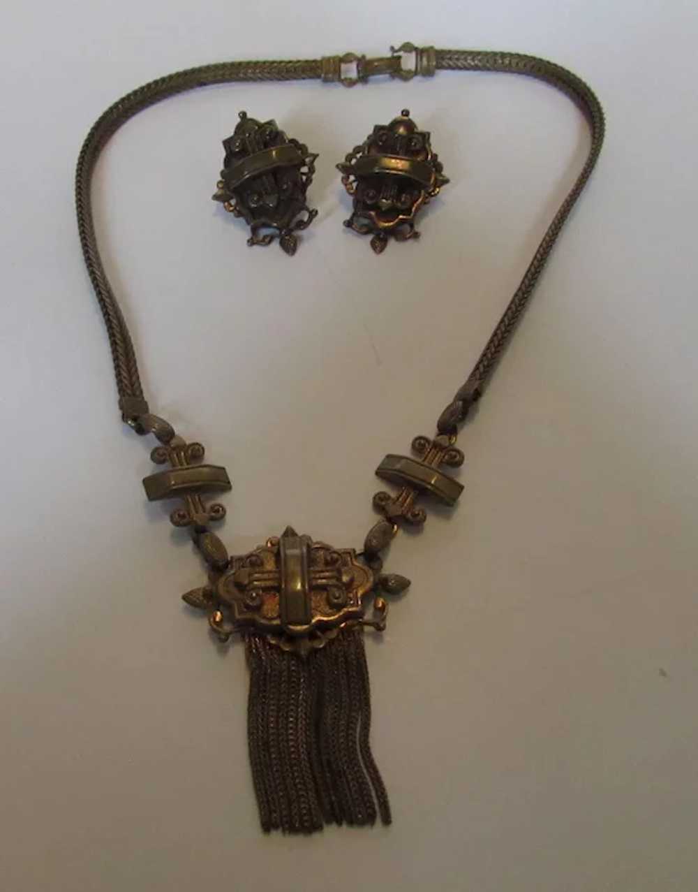 Vintage Victorian Revival Necklace and Matching C… - image 7
