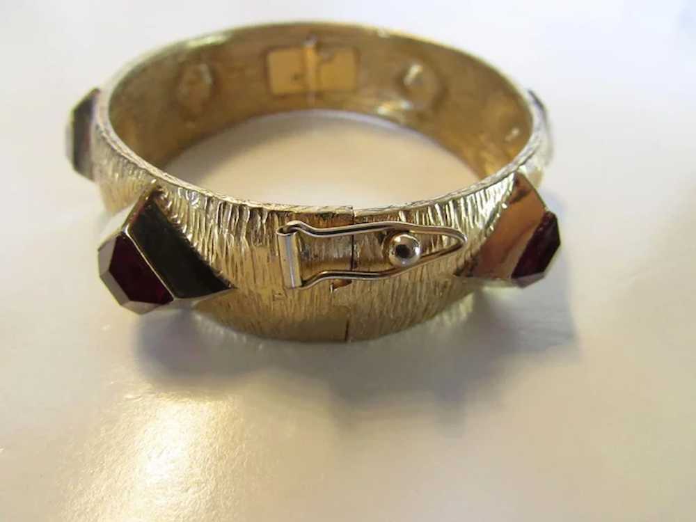 Vintage Bangle Designer Signed With Large Red and… - image 3