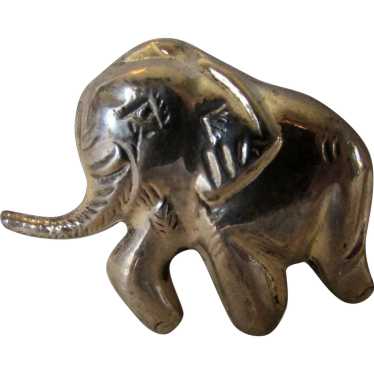 Sterling Silver Trunk Up Elephant Pin - image 1