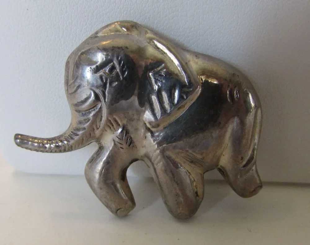Sterling Silver Trunk Up Elephant Pin - image 2