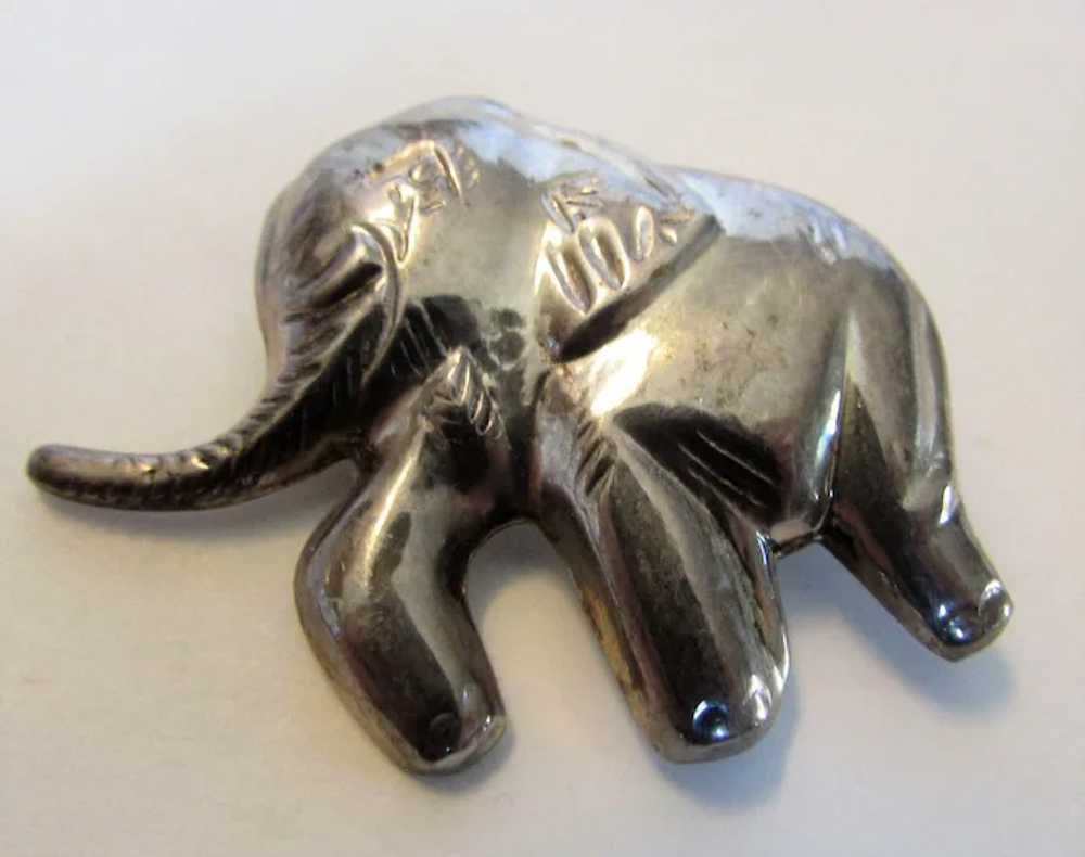Sterling Silver Trunk Up Elephant Pin - image 3