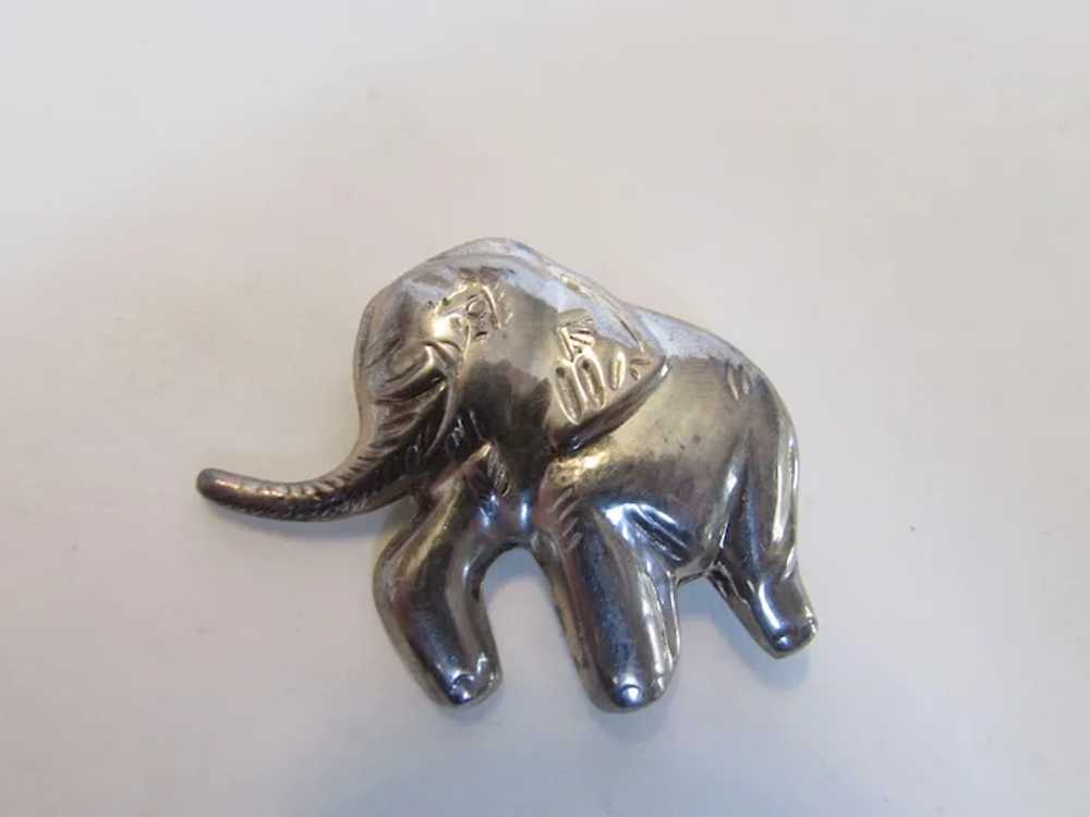 Sterling Silver Trunk Up Elephant Pin - image 4
