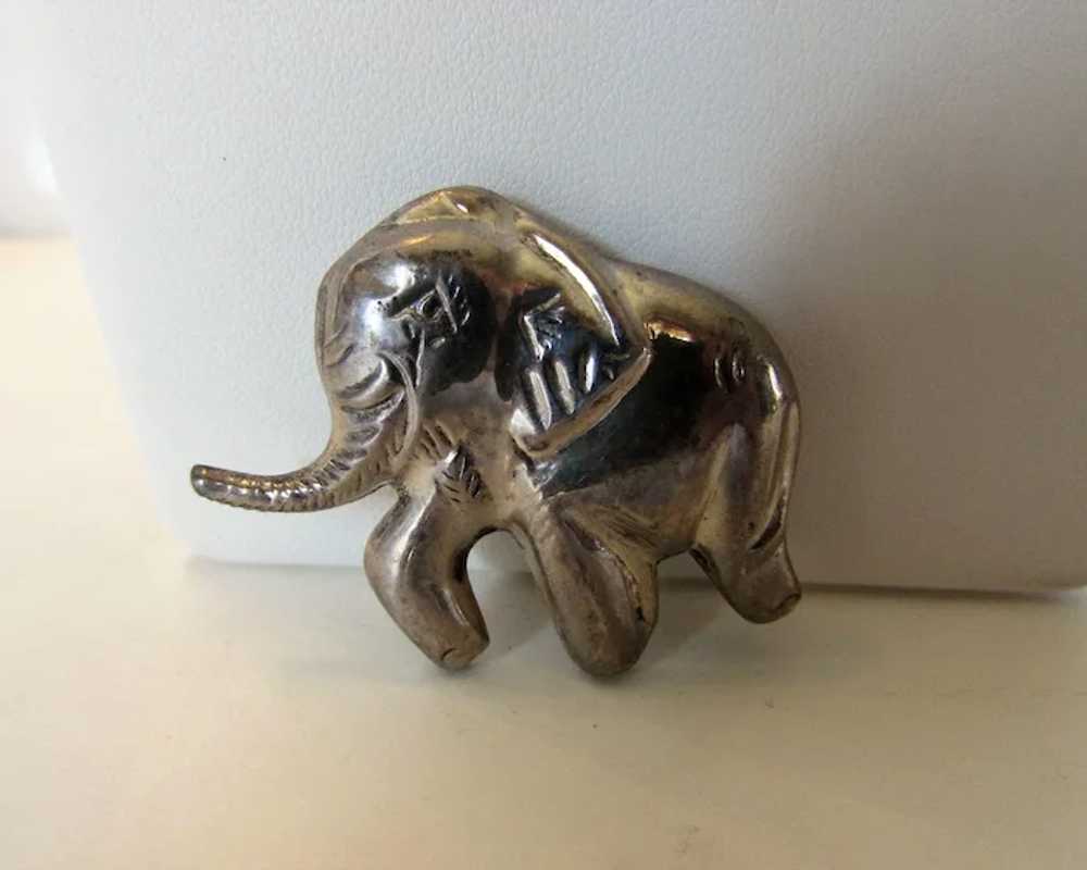 Sterling Silver Trunk Up Elephant Pin - image 9