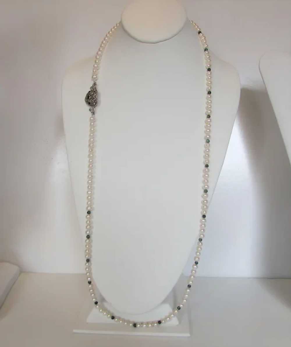 Cultured Pearl Necklace With Sterling Onyx Clasp … - image 2