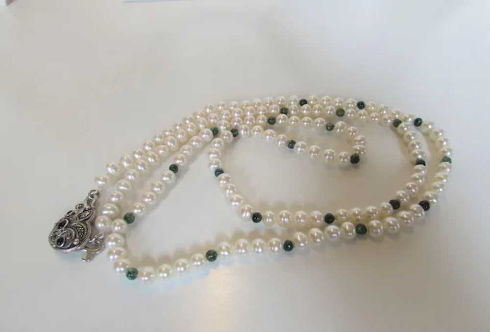 Cultured Pearl Necklace With Sterling Onyx Clasp … - image 7