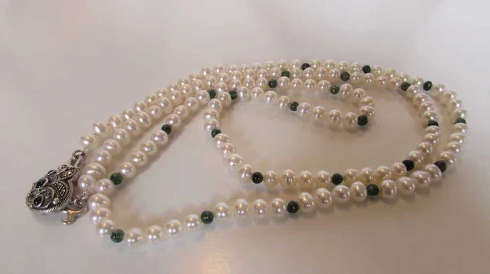 Cultured Pearl Necklace With Sterling Onyx Clasp … - image 9