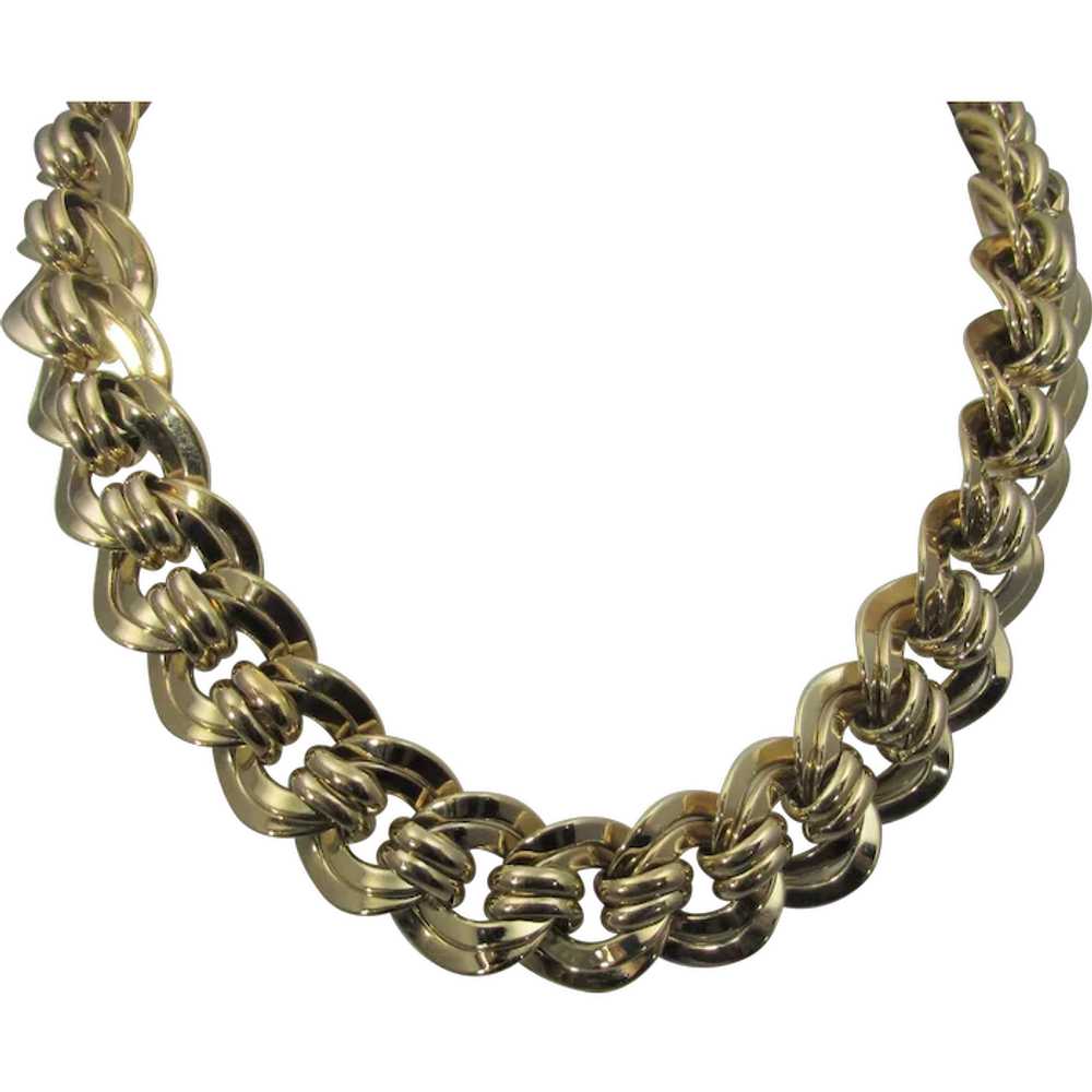 Vintage Statement Goldtone Necklace - image 1