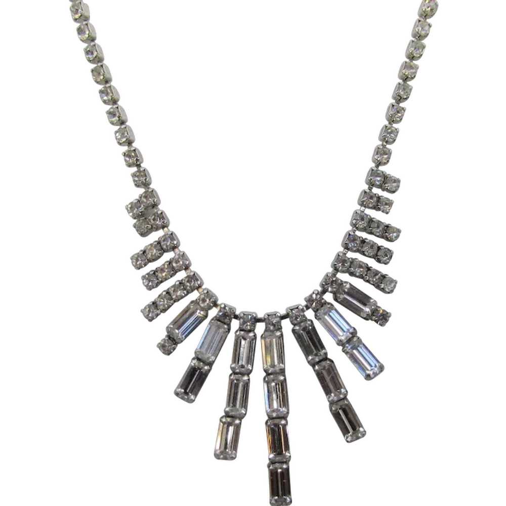 Vintage Weiss Deco Style Clear Crystal Necklace - image 1