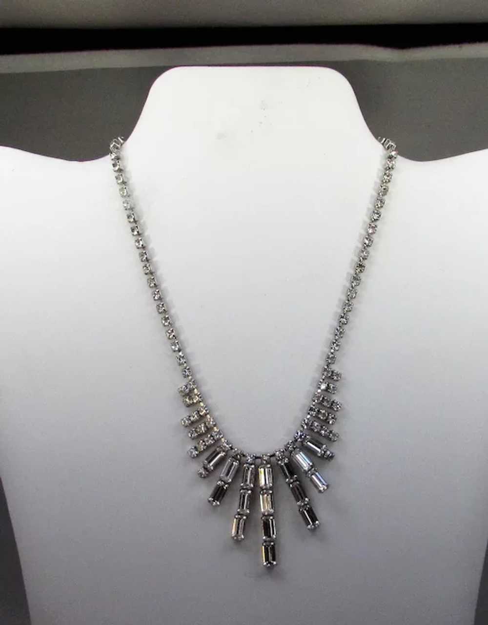 Vintage Weiss Deco Style Clear Crystal Necklace - image 3